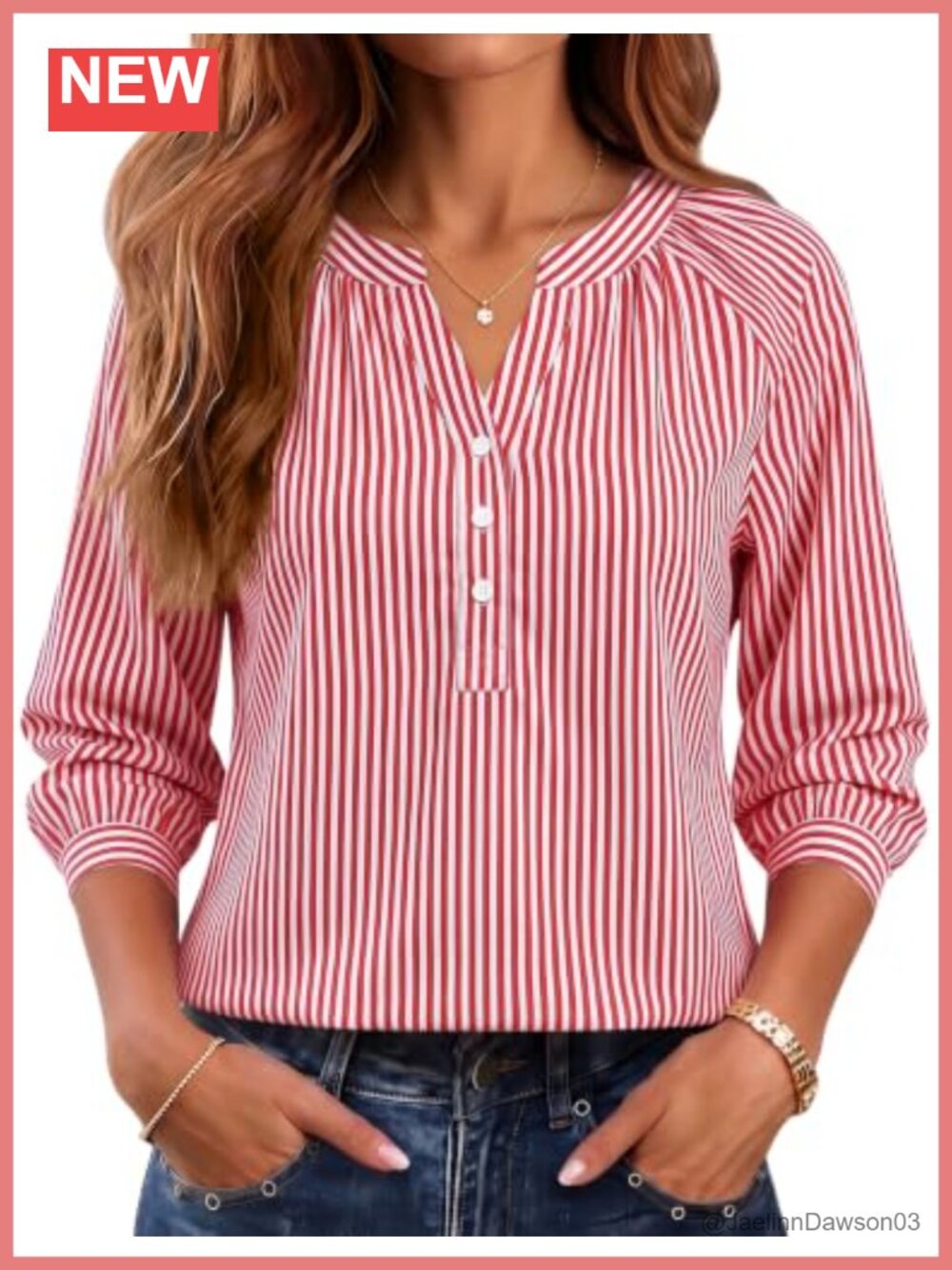 Ivicoer Women's Cotton Blend Button Down Blouse V Neck Long Sleeve Shirt